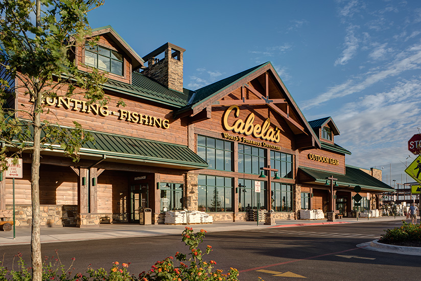 Exterior of Cabela’s retail store building architecture by SGA Design Group