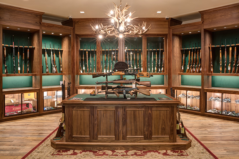 Gun section at a Cabela’s retail store building architecture by SGA Design Group.