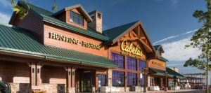 Front entrance of a Cabela’s retail store building architecture by SGA Design Group.